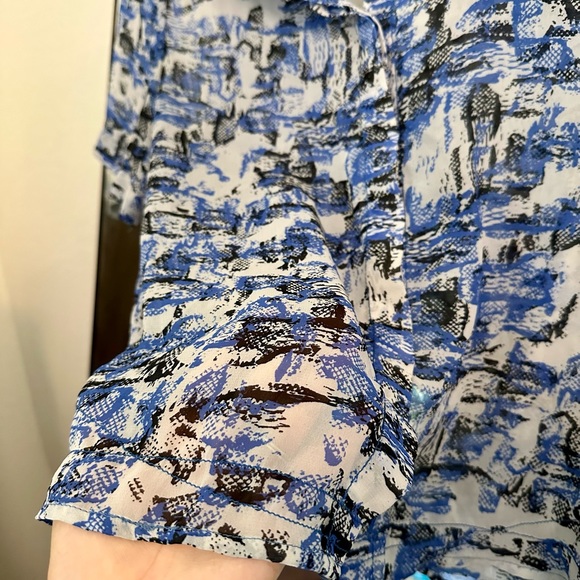 ASOS Short Sleeve Sheer Button Down Shirt/Blouse - Picture 3 of 6